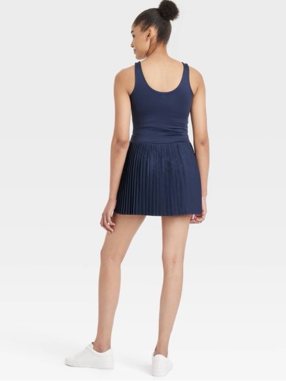 all in motion Navy Set Pleated Tank Dress & Navy Cardigan Sz-L - Picture 3 of 16